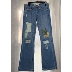 Y2K Vintage Levis 513 Slouch Bootcut Patchwork Distressed Denim Jeans Size 5